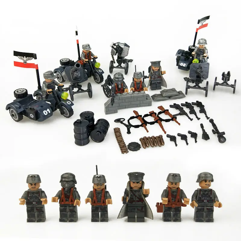 

com.withlegos Military WW2 German Blitzkrieg R12 Motorized Infantry Regiment Building Blocks Army Action Figur Bricks Toys Gift