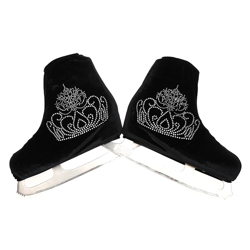 Nasinaya обувь для фигурного катания бархатная Крышка для детей взрослых защитные роликовые коньки аксессуары для катания на коньках блестящие стразы 17 - Цвет: black
