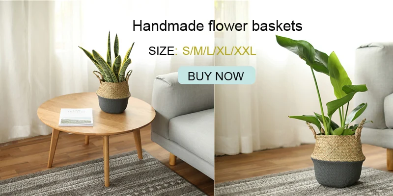 Hamdmake Flower Storage Basket pot Seagrass Rattan Laundry Basket Folding Woven Clothes Toy Sundries Home Storage Baskets