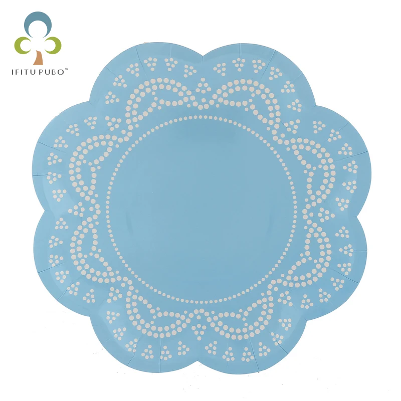 8PCS/SET 8 inch Doily Paper Party Plates Baby Shower Birthday Supplies