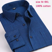 Удобные хлопок Новое поступление Мужские Модные осенние супер большие высококачественные формальные длинные рукава рубашки размера плюс M-9XL