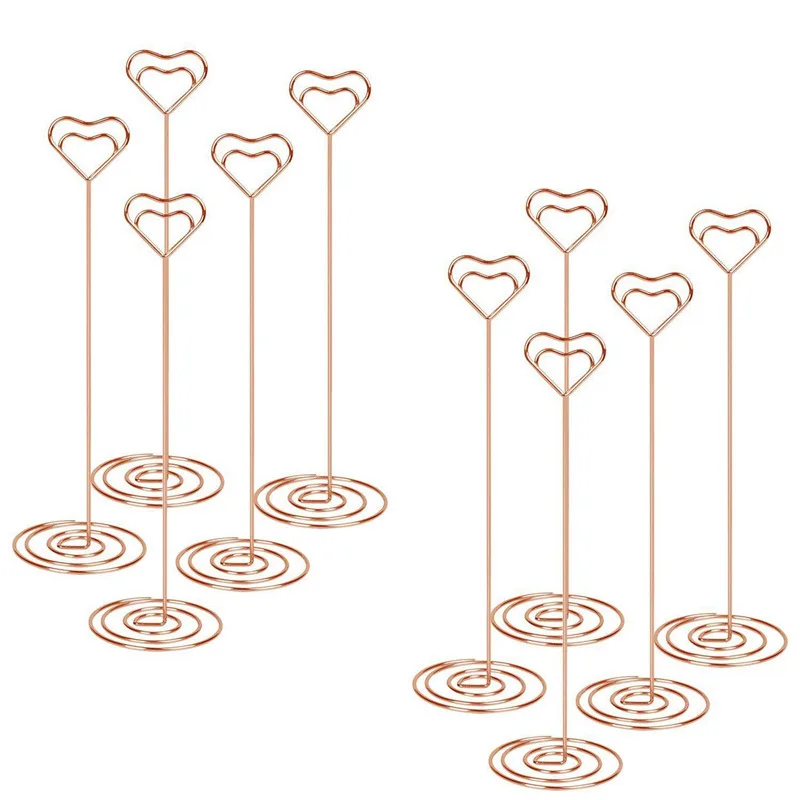 

20 Pack 8.75 Inch Tall Place Card Holders Creative Photo Holder Rose Gold Metal Funny Heart Clip Desktop Decoration Memo Holde