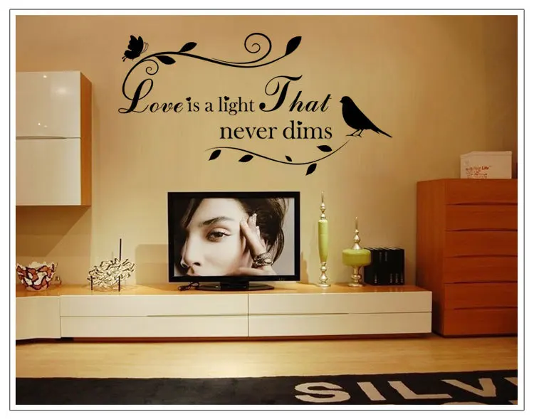 

Home Decals Quotes Wall Sticker PVC Vinyl Character Love is Light Quotes Decals BC-5