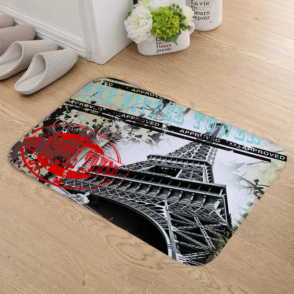 FOKUSENT коврик для двери коврик с принтом всемирно известное здание Парижа башня напольный коврик ковер Декор для дома - Цвет: CSM0010 4