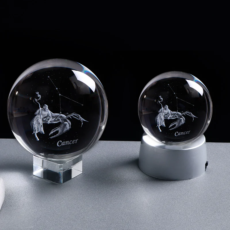 Миниатюрные раковые шары зодиака K9 искусственный кристалл 3D лазерная гравировка Созвездие Глобус домашняя декоративная Сфера
