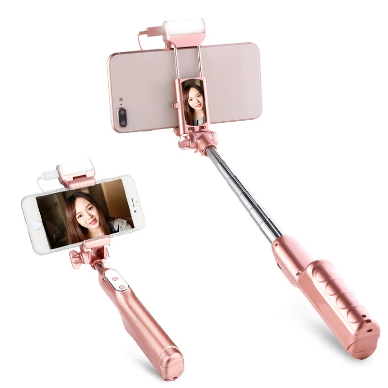 

SSKY Selfie Stick Tripod for Iphone Gamsumg Xiaomi Smartphone Wireless/Wired Bluetooth Mini Monopod Extendable with Fill Light