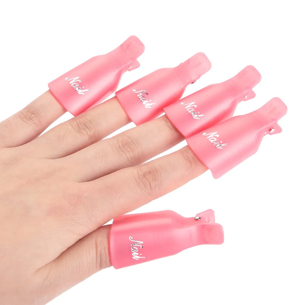 

10Pcs/set Durable Reusable Plastic Nail Art Polish Soak Off Remover Wrap Cleaner Clip Cap Tool Nail Tool Set