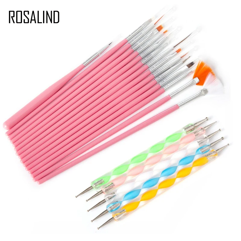 

ROSALIND Nail Art Brush+5PCS Nail Dotting Pens Decorations Set Tools 15 PCS Professional Painting Pen Nail Tips UV Nail Brush