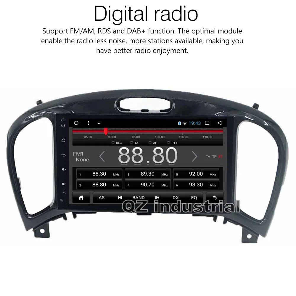 Perfect QZ industrial HD 8inch Android 8.1 T3 for Nissan JUKE Car DVD player with GPS 3G 4G WIFI BT Radio Navigation Stereo SWC RDS Map 2