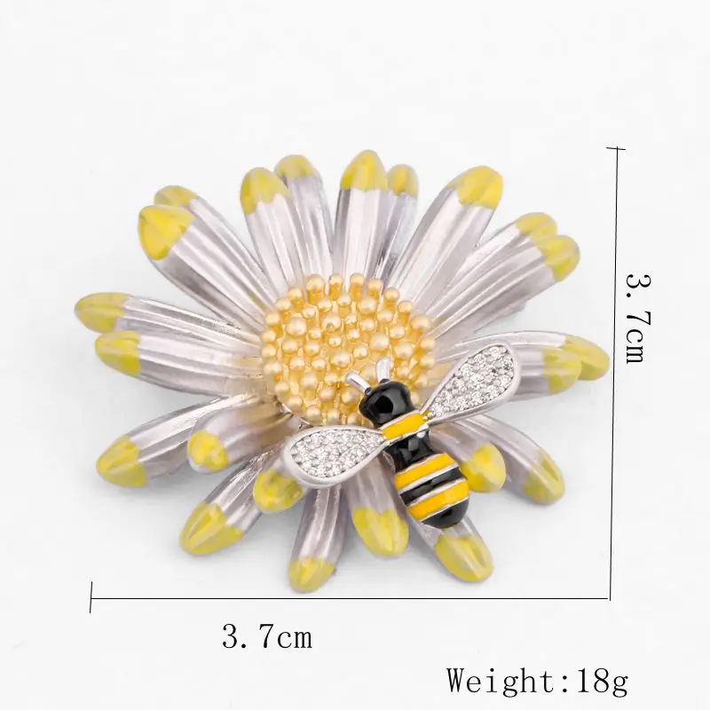 CHUKUI Yellow Enamel Sunflower Brooch Pins Zircon Flying Insect Bee Brooches For Women Daily Clothes Accessories  (15)