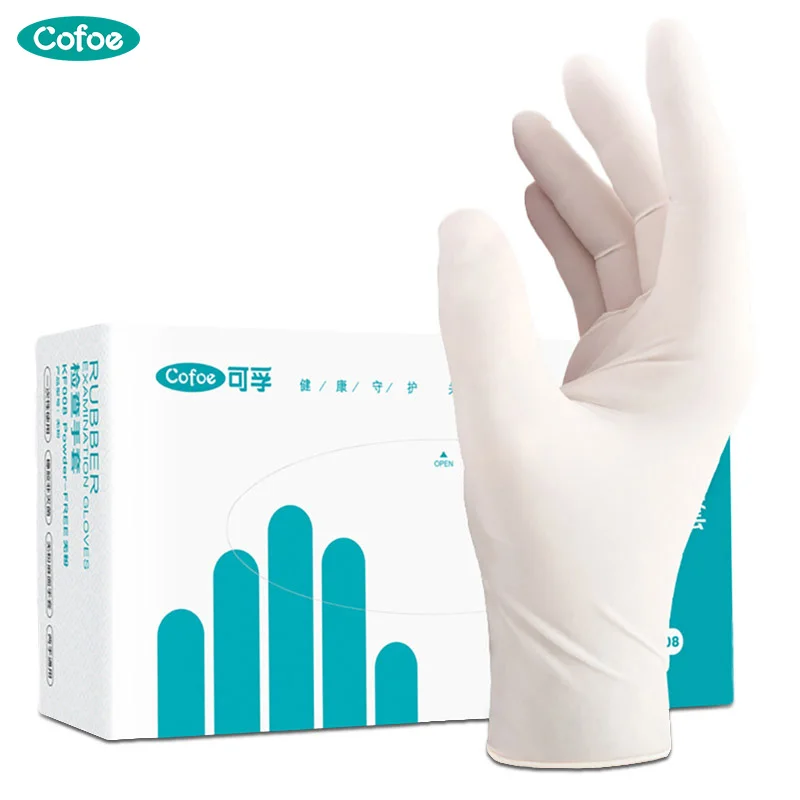 

Cofoe Rubber/ Nitrile 100pcs/Box Disposable Multifunction Medical Powder-free Examination Gloves anti-skid waterproof Gloves