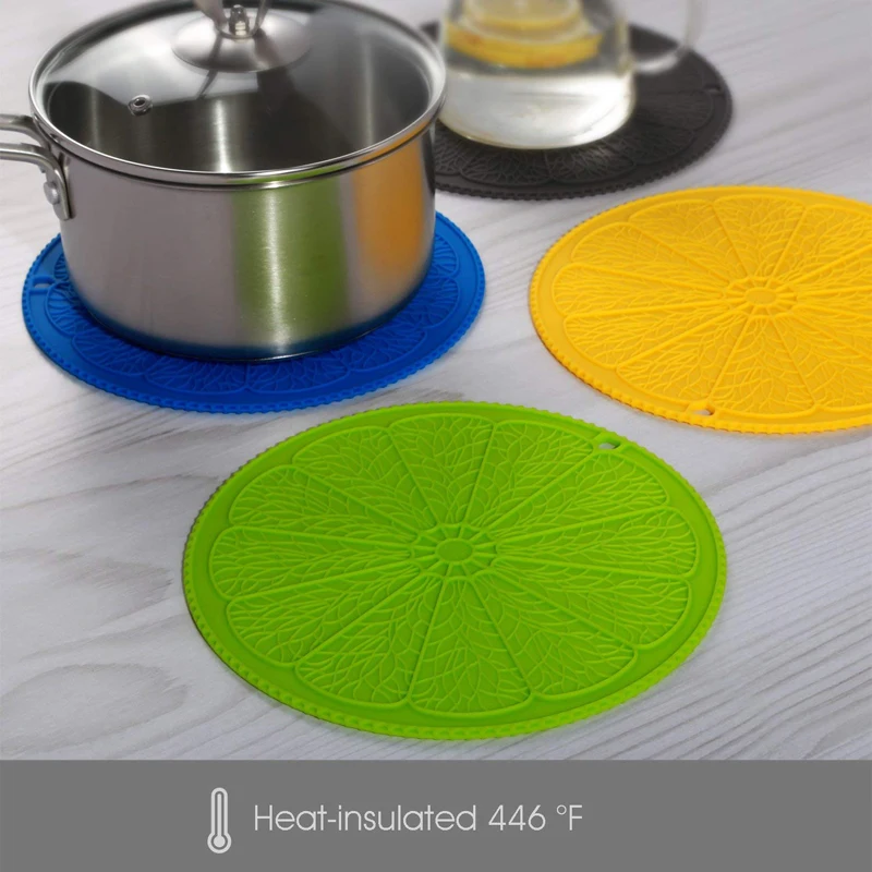 

iddomum Place Mat 4pcs Fruit Shape Heat Resistant Silicone Cup Pads Slip Insulation Bowl Dish Cup Mats Hot Drink Holder Coasters