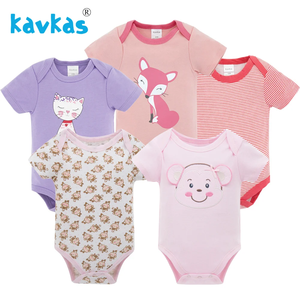 Kavkas/5 шт. в упаковке комбинезон для новорожденных девочек и мальчиков комбинезоны
