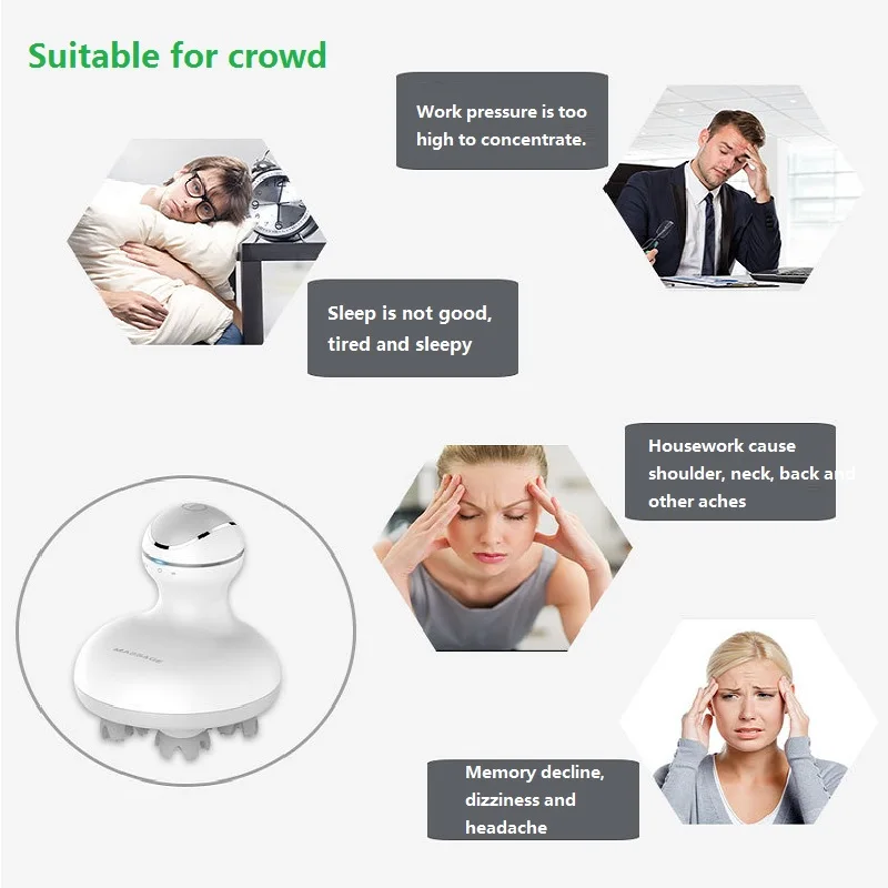 Portable Intelligent Charging Electric Scalp Massager Head Massage Instrument