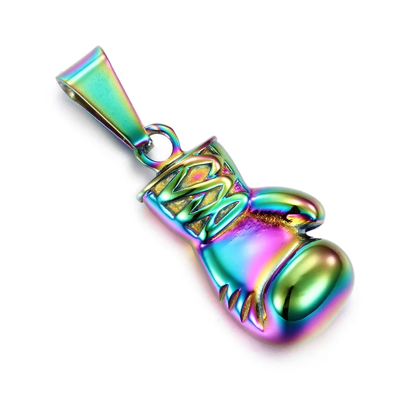 Новинка, модная мужская мини боксерская перчатка для мальчиков, ожерелье для фитнеса, бокса, ювелирное изделие унисекс, крутая подвеска, ожерелье из титановой стали - Окраска металла: rainbow