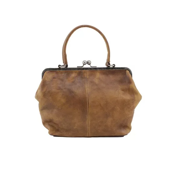 Vintage Designer Genuine Soft Tanned Leather Women Small Shell Vintage Designer Genuine Soft Tanned Leather Women Small Shell Handbag Kiss Lock Closure Purse Cowhide Lady Single Shoulder Bag In Bags From