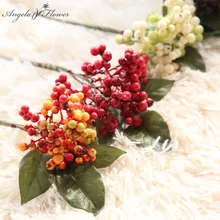 22 centímetros curto ramo de Feijão frutas artificiais baga Natal espuma único ramo da planta da flor DIY casamento casa garden decoração do escritório