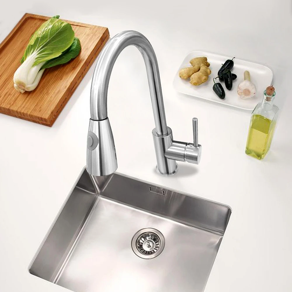 BAKALA Newest Pull out Spray Kitchen Faucet Mixer Tap Brushed nickel single hand Stainless steel kitchen tap mixer LH-8105 | Обустройство