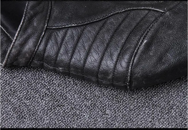 Винтажная Черная Мужская облегающая Байкерская кожаная куртка размера плюс 4XL из натуральной воловьей кожи весеннее мотоциклетное кожаное пальто