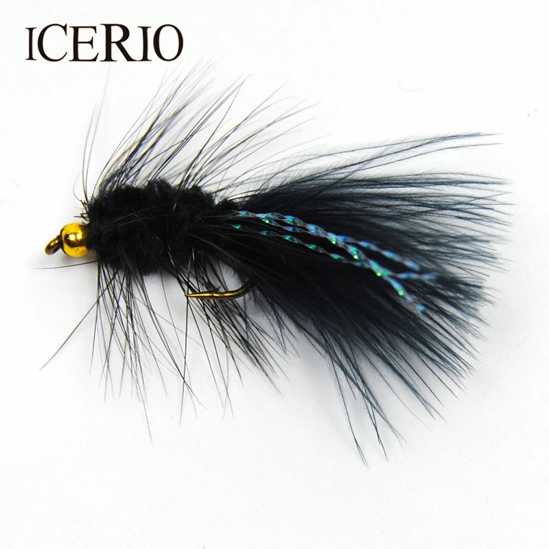 ICERIO 8 قطع الخرزة رئيس صوفي Bugger غاسل الذباب Flashabou الكريستال ذيل السلمون يطير الصيد السحر #8