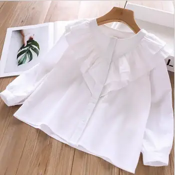 

white girls Shirts 2019 autumn kids cotton blouse fashion high-grade princess clothing sweet children Shirts girls clothing