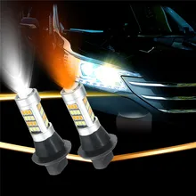 2 шт. T20 7443 2835 42 SMD 1000lm 20 Вт автомобиль вел DRL Дневной Бег свет двойной Цвет горки отложным воротником Сигнальные лампы лампы DC 12-24 В