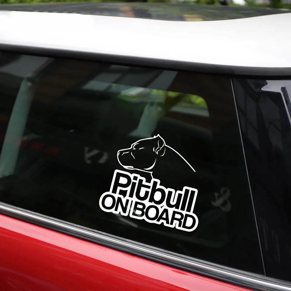 Pitbull On Board Dog Vinyl Funny Waterproof Car Sticker Black Silver Laser Motorcycle Auto Wall Window Sticker Decal 16CM13 (11)