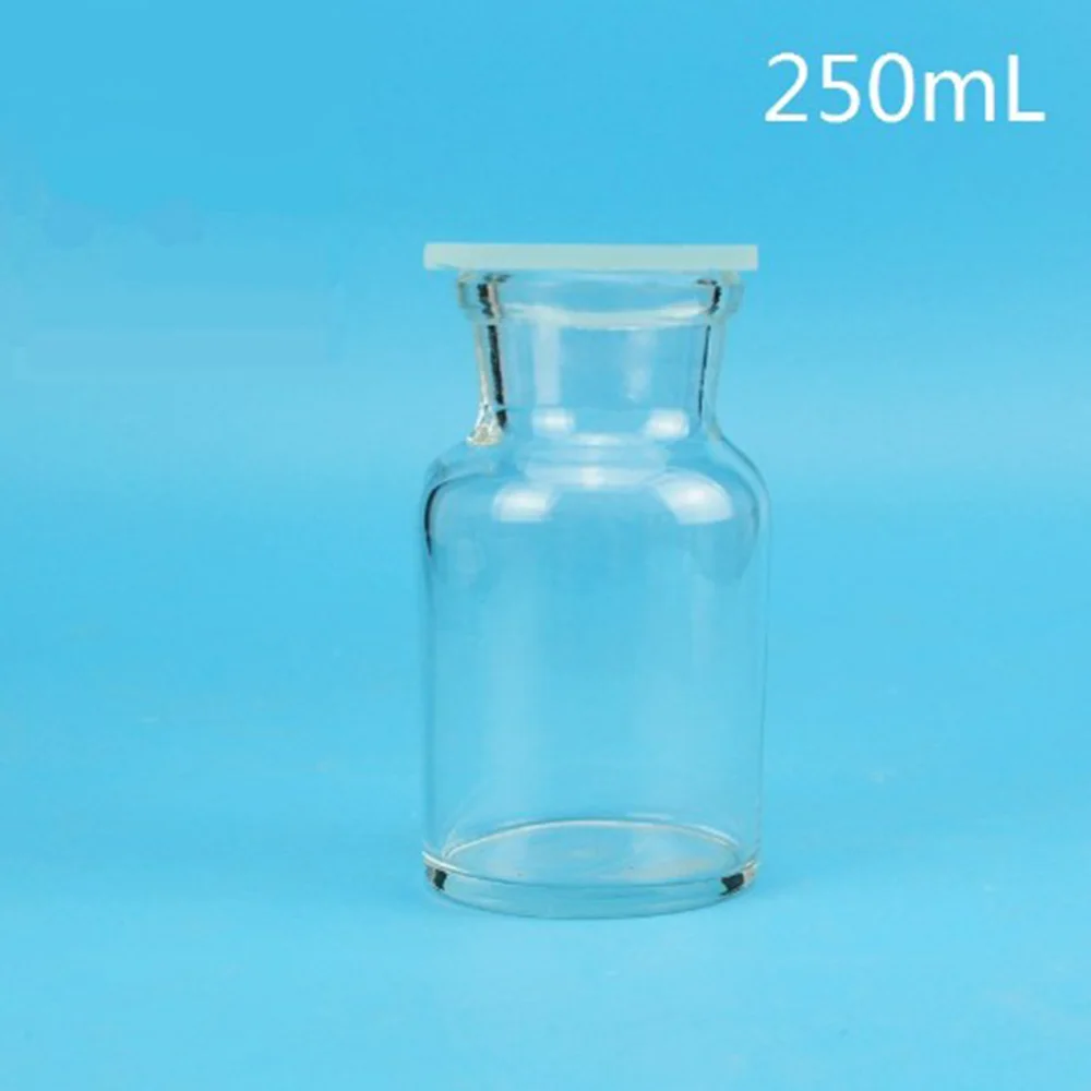 

250mL Gas Collecting Bottle Transparent Clear Glass with Ground - In Glass Sheet Collector Laboratory Chemistry Equipment