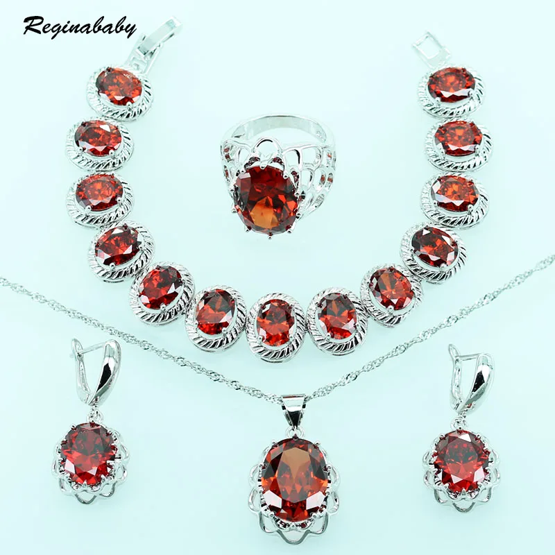 Reginababy Red Created Jewelry Sets For Wedding Silver Color