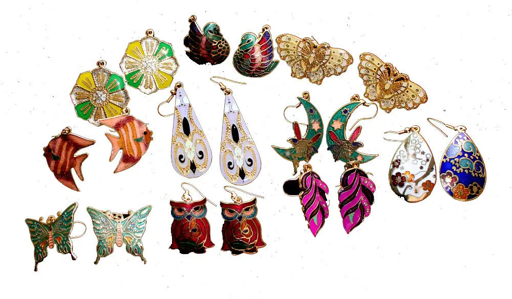 Оптовая продажа 10 пар эмалированные серьги из искусственной кожи|earrings wholesale|vintage