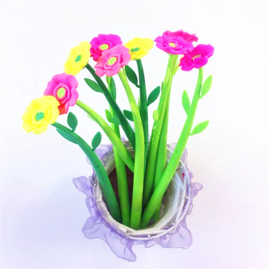 

1pcs/lot Vivid color Flower design Gel Pen 0.38mm Black ink kawaii drawing pen funny students' gift prize office school supplies