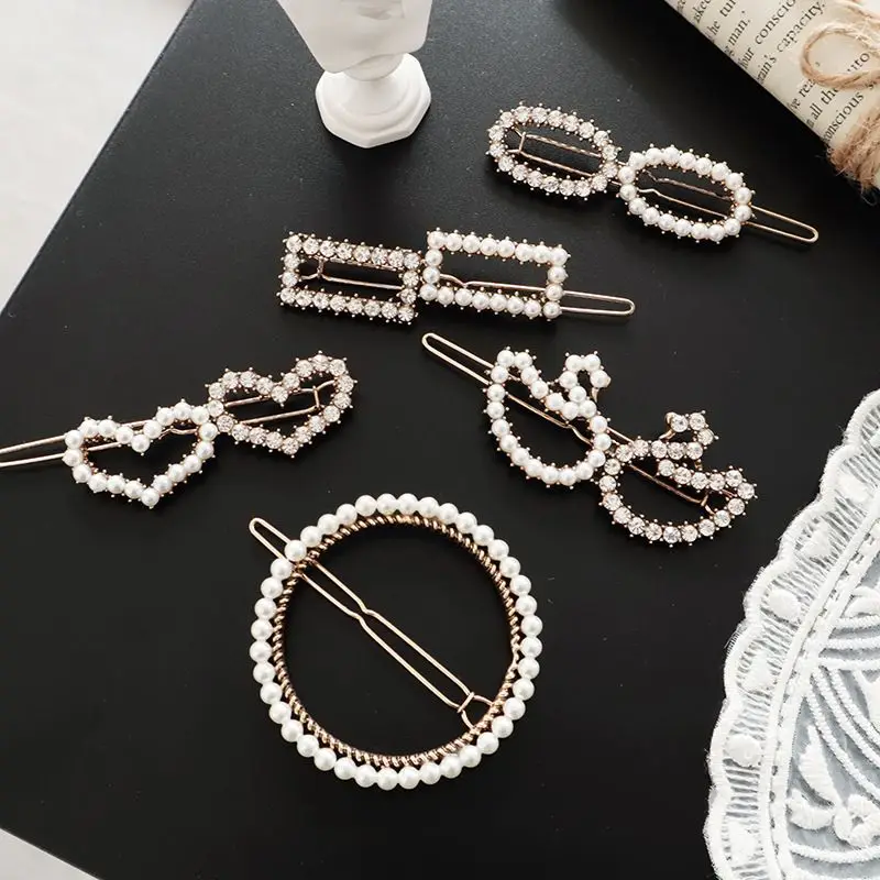 1 PC Vintage Pearl Rhinestone Hair Clip Hairpin Women Girl Super Sweet Bangs Barrette Ornament Hairgrip Accessories | Красота и