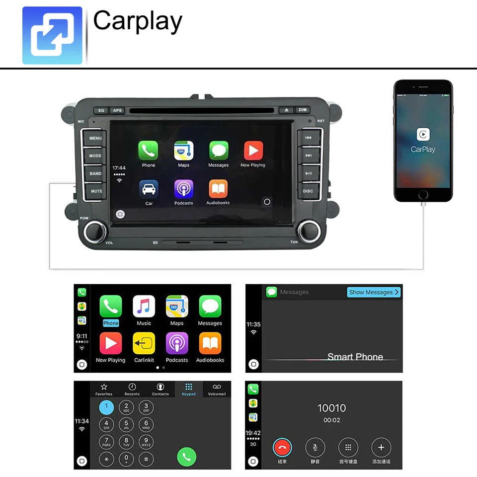 2 Din Авто carplay автомобильный dvd-плеер gps Радио стерео для VW GOLF 6 Polo Bora JETTA B6 PASSAT Tiguan SKODA OCTAVIA Bluetooth телефон