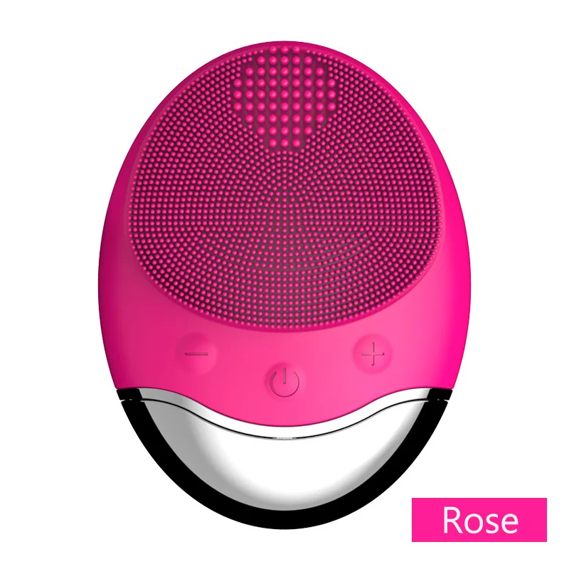 rose Электрическая Очищающая щетка для лица, usb-основа, зарядка, глубокая кисточка для очищения лица, массажер для удаления остатка макияжа, очищающее средство для лица - Цвет: rose