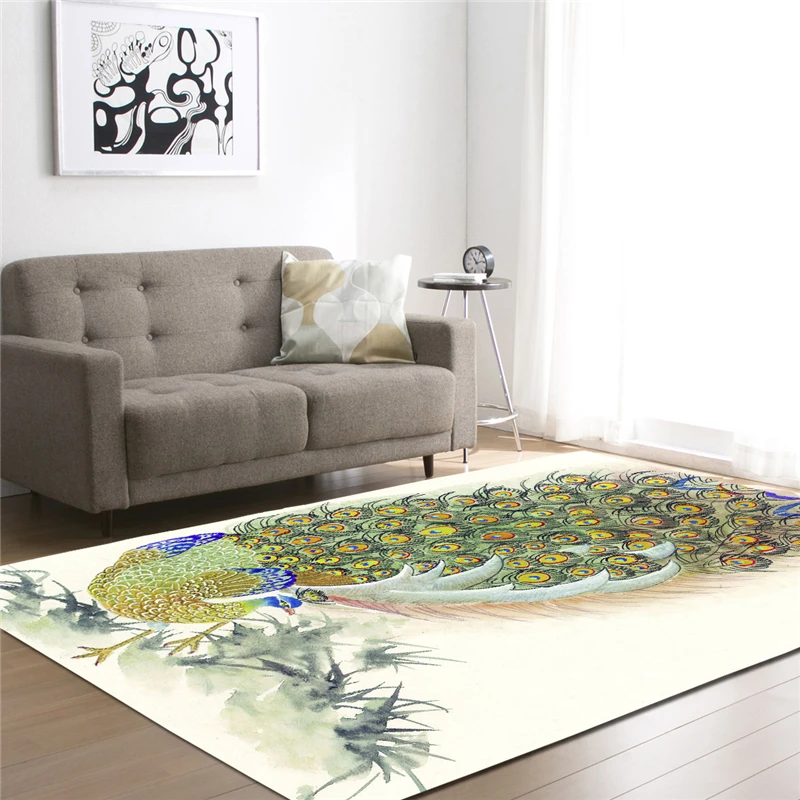 

Carpets for Living Bedding Room Peacock Feathers Printed Hallway Large Rectangle Area Yoga Mats Outdoor Floor Rugs Home Decor