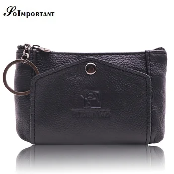 

2019 Small Men Wallets Genuine Leather Short Wallets Male Men Mini Slim Wallets Coin Purse Credit Card Key Holder With Key Ring