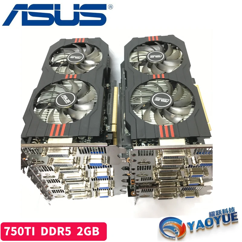 Видеокарты Asus GTX750TI OC 2GD5 для компьютера графическая карта DDR5 настольного ПК 128 бит