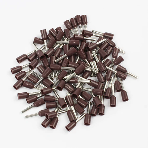 E1008 Tube insulating Insulated terminals 1000PCS/Pack 1MM2 Cable Wire Connector Insulating Crimp Terminal Connector E - Цвет: Brown