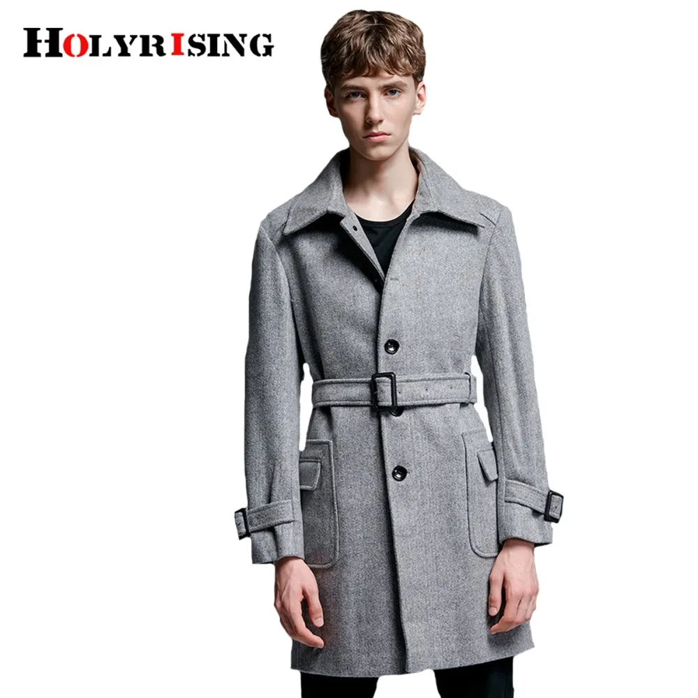 Holyrising классические мужские шерстяные пальто повседневные с отложным воротником