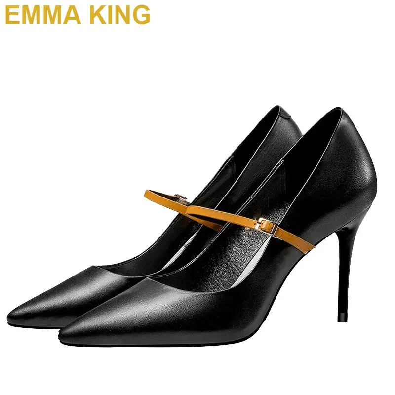

Black PU Leather Buckle Strap Women High Heel Pumps 10CM 12CM Sexy Ladies Stiletto Heels Summer Party Shoes Woman Big Size 35-43