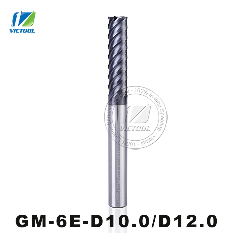 

GM-6E-D10.0/D12.0 Cemented Carbide High Speed 6-Flute Flattened End Mills Straight Shank Milling Tools Machining Stainless Steel