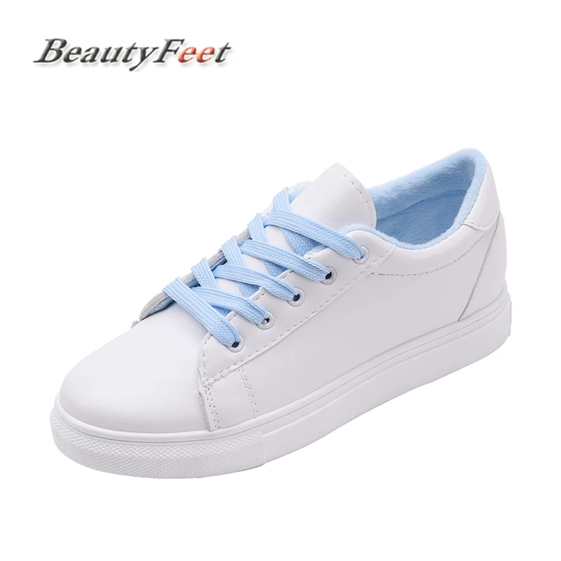 Новый tenis feminino на шнуровке зимняя обувь женская из искусственной кожи теплые