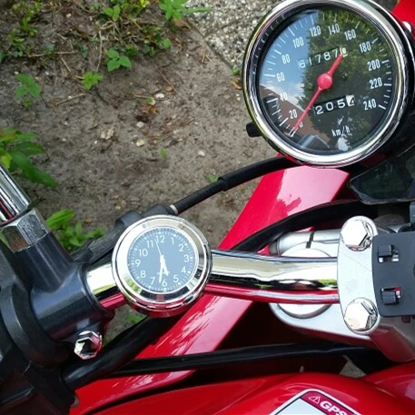 Водонепроницаемые 7/" хромированные мотоциклетные часы с креплением на руль, кварцевые часы для Honda Для Yamaha для Suzuki для Kawasaki