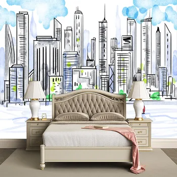

Custom 3d wallpaper mural Nordic modern abstract city building background wall - high-grade waterproof material wall covering