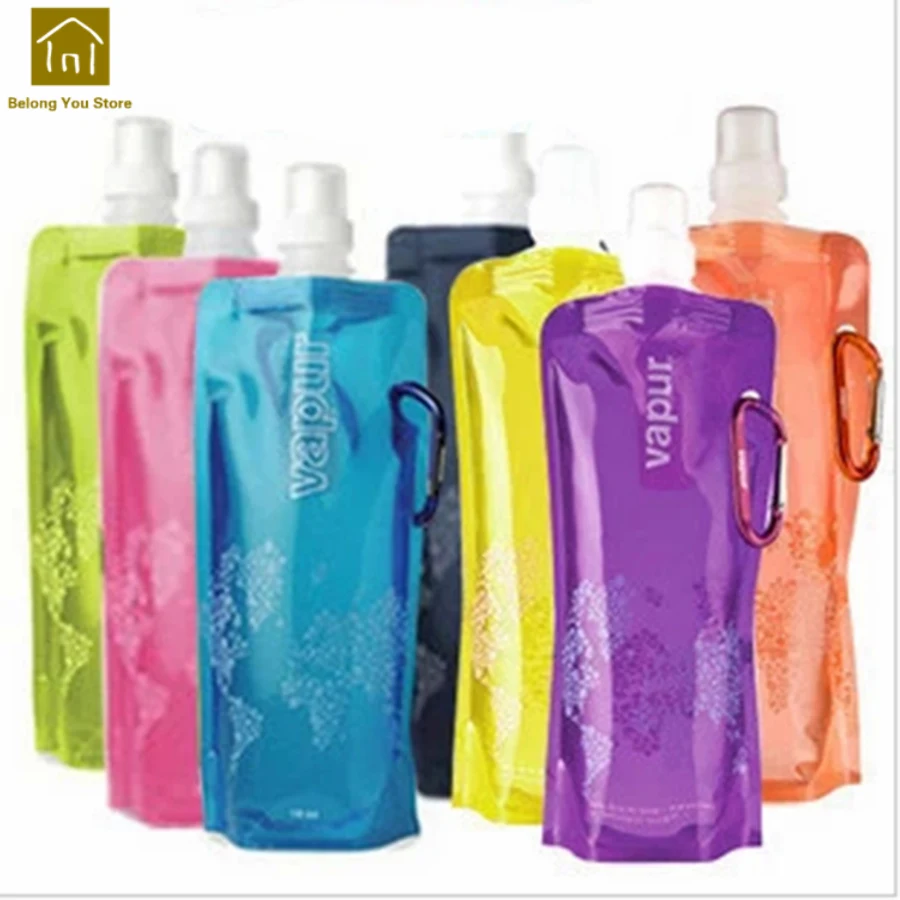 

Portable Folding Water Storage Lifting Bag Camping Hiking Foldable 500ML Collapsible Water Bottle With Buckle Bottle BPA Free J6