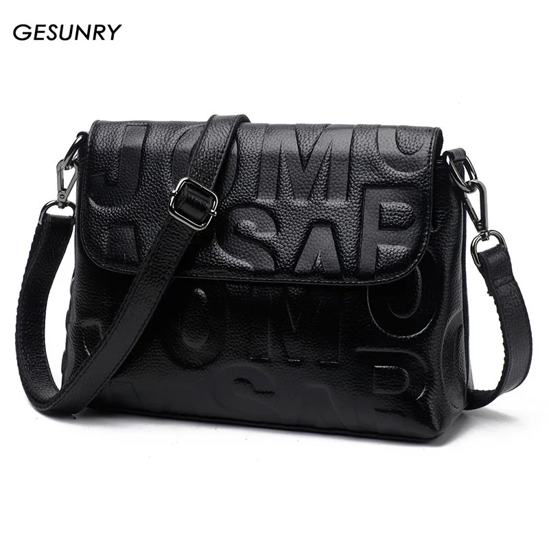 Gesunry 2017 New Genuine Leather Messenger Bag Ladies First Layer Of Leather Ladies Bag Handbag Shoulder Bag Diagonal Package