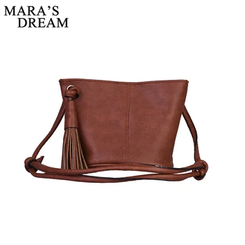

Mara's Dream Women Messenger Bag Tassel Casual Bucket Crossbody PU Leather Solid Girls Shoulder Messenger Shopping Handbag Bolso