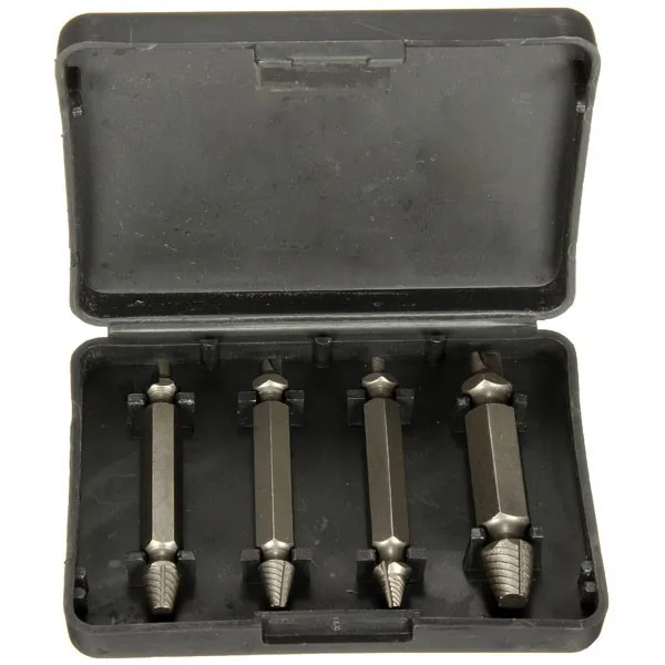 

4pcs/set Double Side Damaged Screw Extractor Step Drill Bit Guide Set Broken Damaged Remover Double Head Damaged Screw Extractor