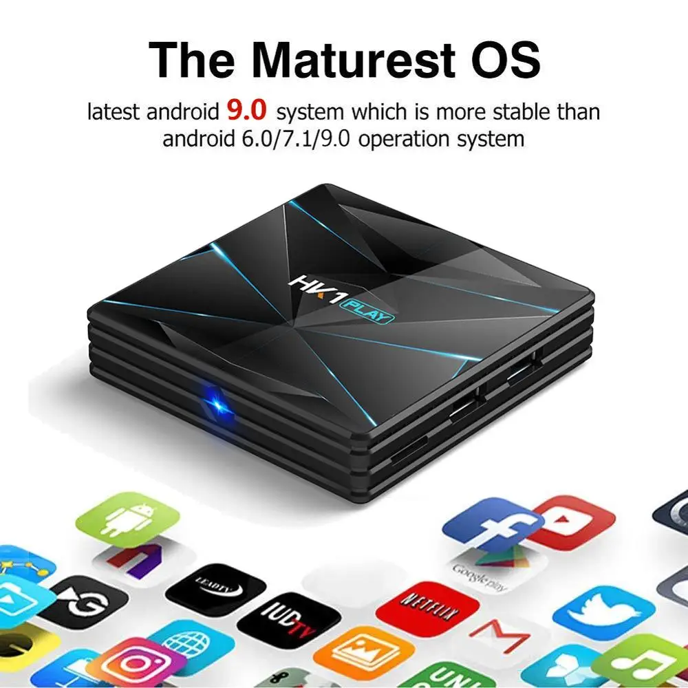 HK1 PLAY Smart TV Box Android 9.0 Amlogic S905X2 4GB DDR3 64GB Max 2.4G/5G Dual WiFi USB3.0 BT4.2 Support 4K H.265 Media Player