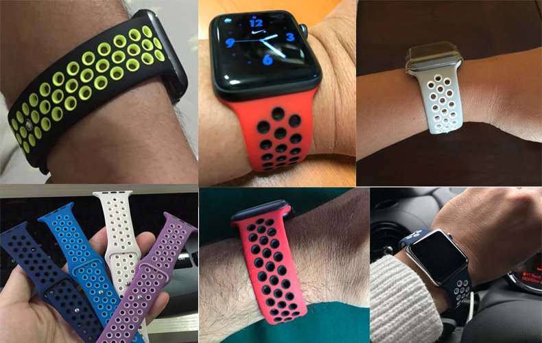 BUMVOR Newest Flexible Breathable Silicone Band for Apple Watch Sports Series 4 3 2 1 42 44MM 38 40MM Rubber for iwatch strap